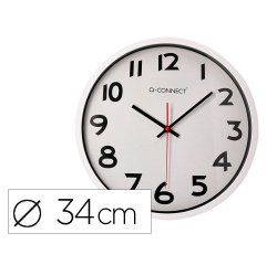 Reloj q-connect de pared plastico oficina redondo 34 cm marco blanco
