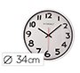Reloj q-connect de pared plastico oficina redondo 34 cm marco blanco
