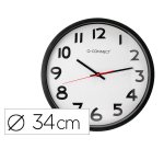 Reloj q-connect de pared plastico oficina redondo 34 cm marco negro