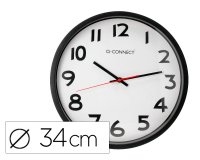 Reloj q-connect de pared plastico oficina redondo 34 cm marco negro