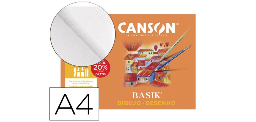 Papel dibujo basik din a4 sin recuadro 130 gramos minipack de 10 hojas