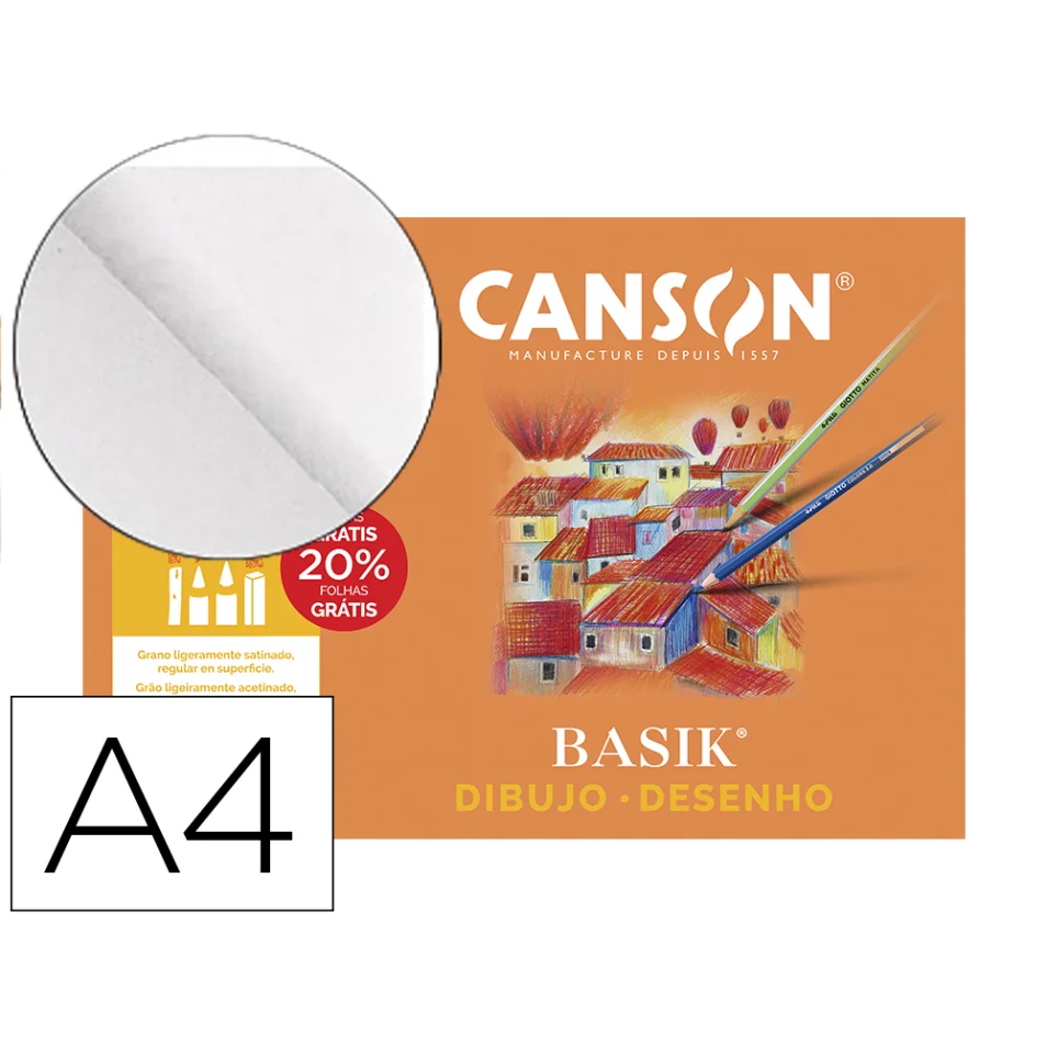 PAPEL ACUARELA BASIK CANSON DIN A3 370 GR PACK DE 6 HOJAS