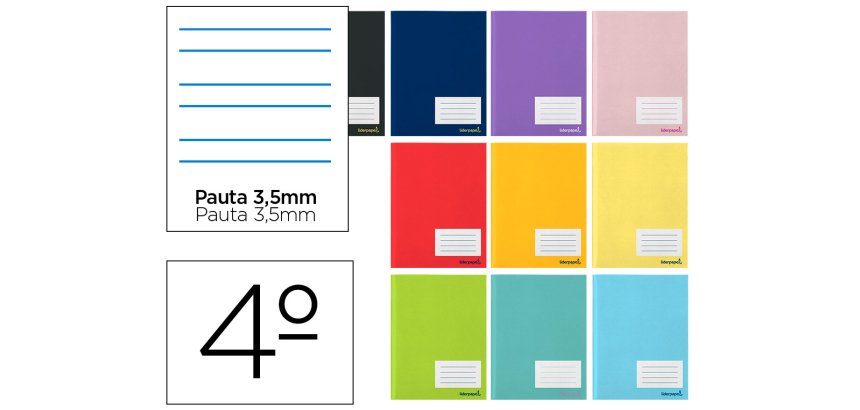 Libreta liderpapel smart a5 16 hojas 60gr cuadro pauta 4ª 3,5 mm con margen