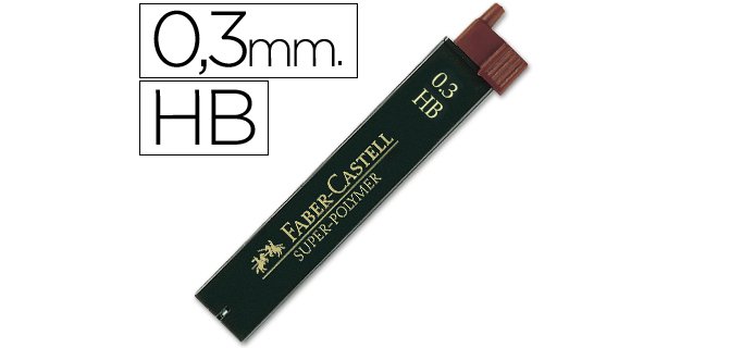 Minas faber grafito 9063 0,3 mm hb estuche de 12 minas
