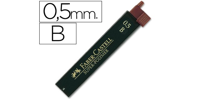 Minas faber grafito 9065 0,5 mm b estuche de 12 minas