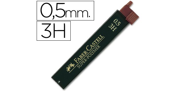 Minas faber grafito 9065 0,5 mm 3h estuche de 12 minas