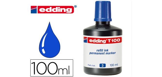 Tinta rotulador edding t-100 azul bote 100 ml
