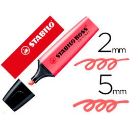 Rotulador stabilo boss fluorescente 70 rojo