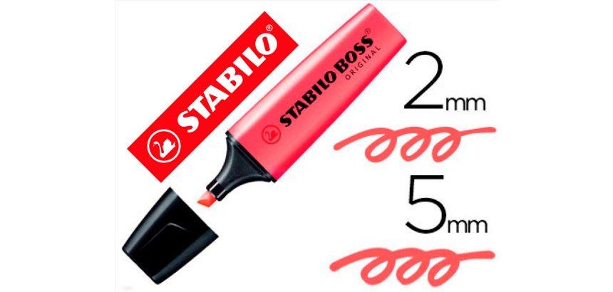 Rotulador stabilo boss fluorescente 70 rojo