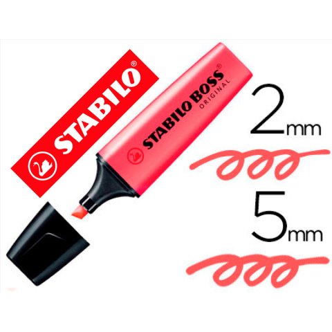 Rotulador stabilo boss fluorescente 70 rojo