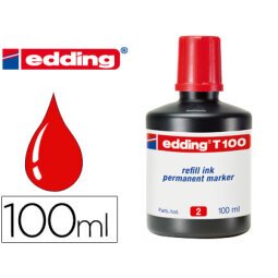 Tinta rotulador edding t-100 rojo bote 100 ml