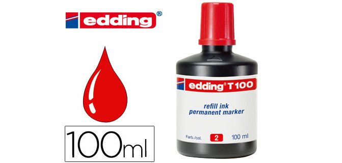Tinta rotulador edding t-100 rojo bote 100 ml
