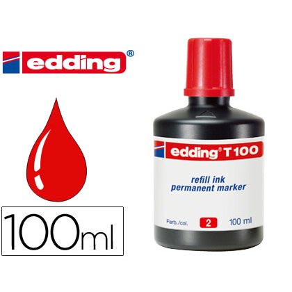 Tinta rotulador edding t-100 rojo bote 100 ml