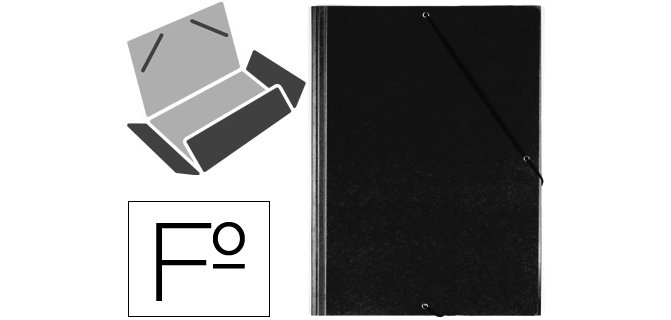 Carpeta saro gomas tres solapas plastico folio color negro