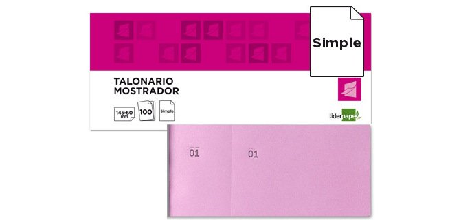 Talonario liderpapel mostrador 60x145 mm tl05 rosa con matriz