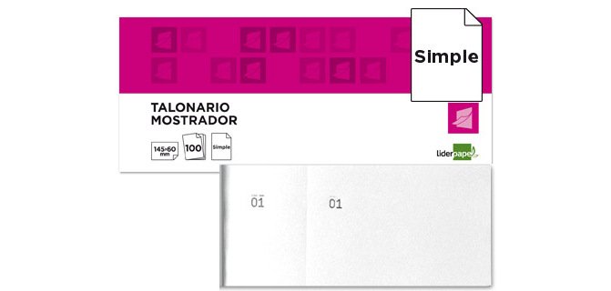 Talonario liderpapel mostrador 60x145 mm tl02 blanco con matriz