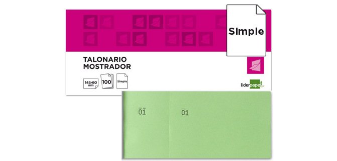 Talonario liderpapel mostrador 60x145 mm tl06 verde con matriz