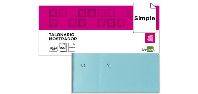 Talonario liderpapel mostrador 60x145 mm tl03 celeste con matriz