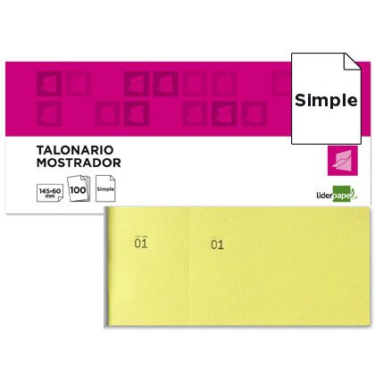 Talonario liderpapel mostrador 60x145 mm tl01 amarillo con matriz