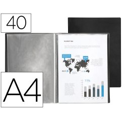 Carpeta liderpapel escaparate 37935 40 fundas polipropileno din a4 negro opaco
