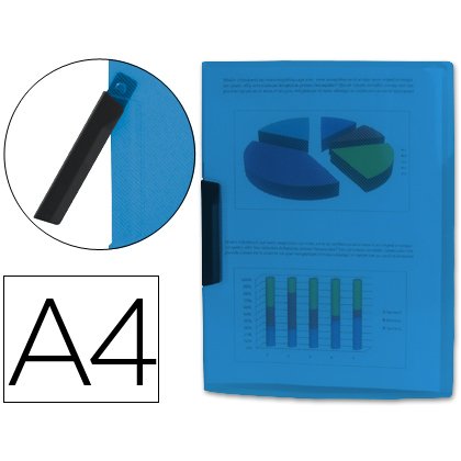 Carpeta liderpapel dossier A4 30 hojas pinza lateral de plástico giratoria polipropileno 35482 azul