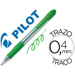 Boligrafo pilot super grip verde retractil sujecion de caucho tinta base de aceite