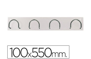 Perchero metalico 611 pared 4 colgadores color blanco 55x10x5 cm