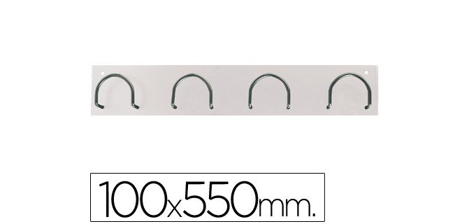 Perchero metalico 611 pared 4 colgadores color blanco 55x10x5 cm