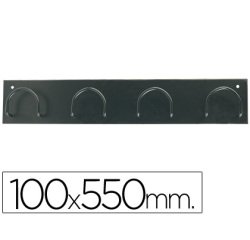 Perchero metalico 611 pared 4 colgadores color negro 55x10x5 cm