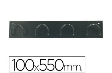 Perchero metalico 611 pared 4 colgadores color negro 55x10x5 cm