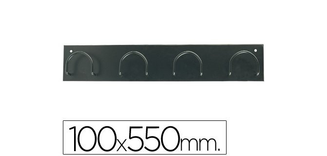 Perchero metalico 611 pared 4 colgadores color negro 55x10x5 cm