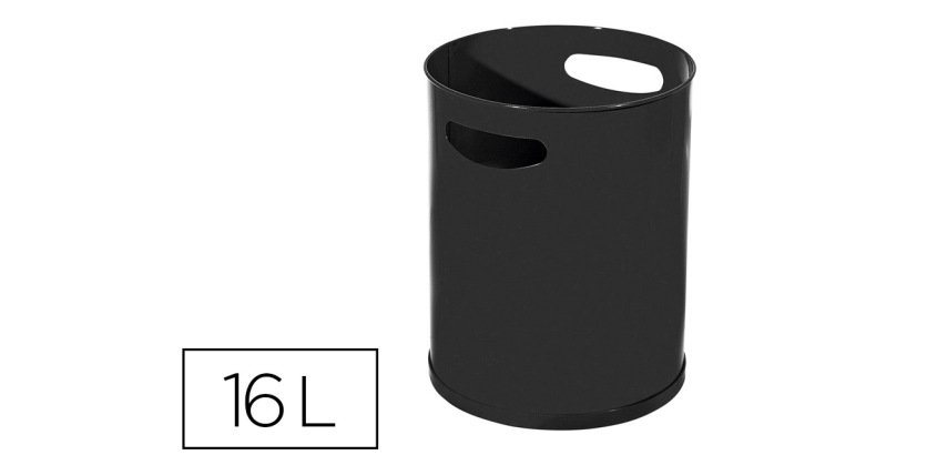 Papelera metalica con asas 111 negra 30x25 cm