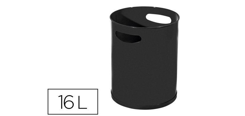 Papelera metalica con asas 111 negra 30x25 cm