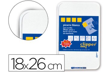 Pizarra blanca clipper pequeña 18x26 cm con rotulador