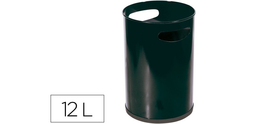 Papelera metalica con asas 101 negra 32x21 cm 12 litros