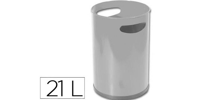 Papelera metalica con asas 101 gris 32x21 cm