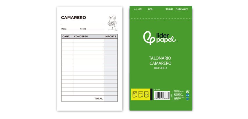 Talonario liderpapel camarero bolsillo original t150