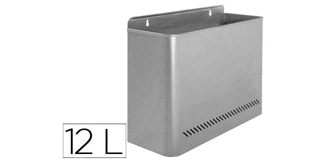 Papelera metalica de pared gris 285x125x325 mm