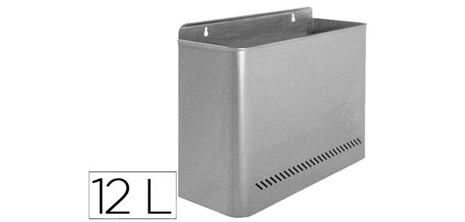 Papelera metalica de pared gris 285x125x325 mm