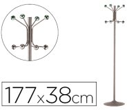 Perchero metalico pie 8 colgadores color gris 177x38 cm