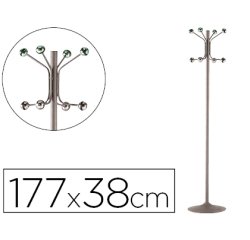 Perchero metalico pie 8 colgadores color gris 177x38 cm