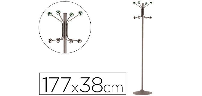 Perchero metalico pie 8 colgadores color gris 177x38 cm