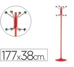 Perchero metalico pie 8 colgadores color rojo 177x38 cm