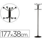 Perchero metalico pie 8 colgadores color negro 177x38 cm