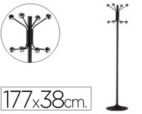 Perchero metalico pie 8 colgadores color negro 177x38 cm