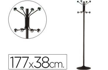 Perchero metalico pie 8 colgadores color negro 177x38 cm