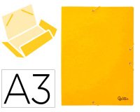 Carpeta liderpapel gomas tres solapas carton simil prespan folio color amarillo