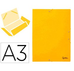 Carpeta liderpapel gomas tres solapas carton simil prespan a3 color amarillo