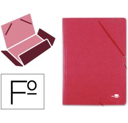 Carpeta liderpapel gomas tres solapas carton simil prespan folio color rojo