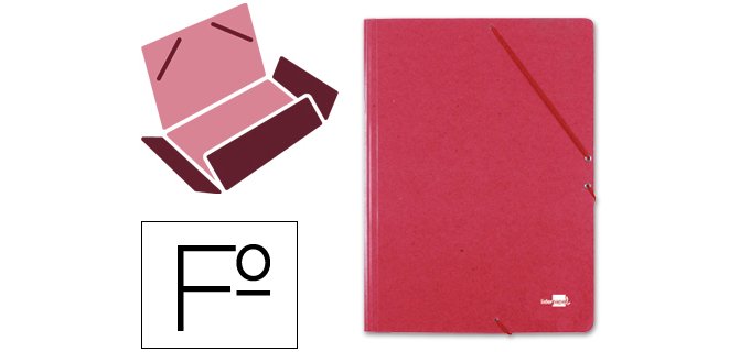 Carpeta liderpapel gomas tres solapas carton simil prespan folio color rojo